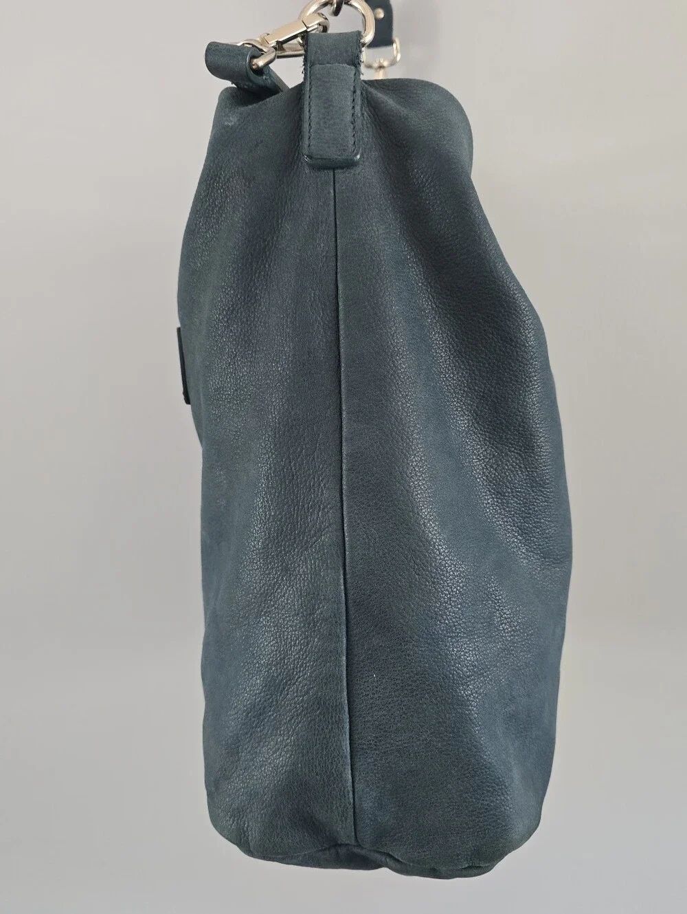 Gianni Chiarini Large Teal Blue Italian Leather Hobo Bag Silver Hardware